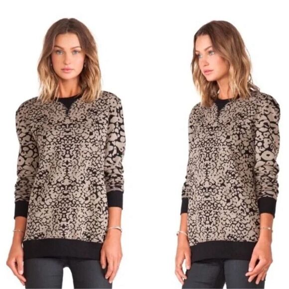 Rag & Bone Women’s XS Amoeba Knit Sweater Black & Beige Crewneck Cotton Stretch - Picture 1 of 7